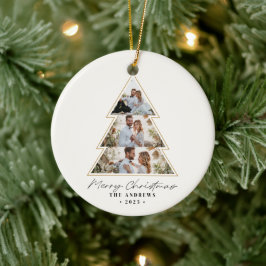 ミニマルモダンリストクリスマスツリー写真コラージュ セラミックオーナメント