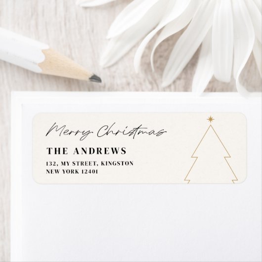 ミニマルモダンリストクリスマスツリー写真コラージュ ラベル (インサイチュ)