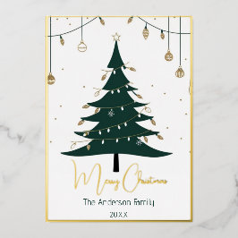 ミニマルモダンリストクリスマスツリー非写真 箔シーズンカード
