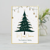 ミニマルモダンリストクリスマスツリー非写真 箔シーズンカード (立ち正面)
