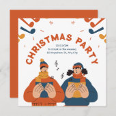 ミニマルモダンリストクリスマスパーティの招待状 招待状 (正面/裏面)