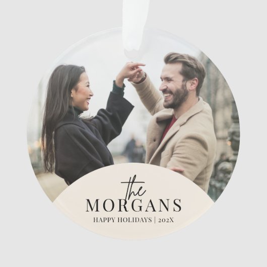 ミニマルモダンリストクリスマスファミリーの写真 オーナメント (正面)