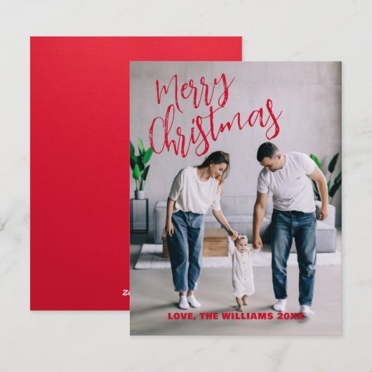 ミニマルモダンリストクリスマスファミリーフォトカード シーズンカード (正面/裏面)