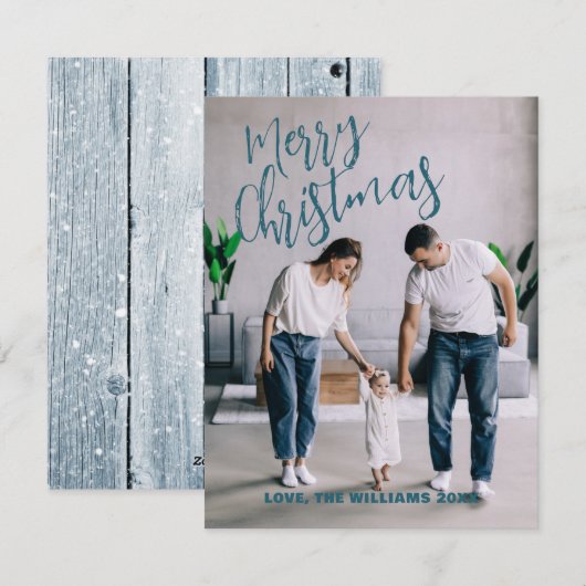 ミニマルモダンリストクリスマスファミリーフォトカード シーズンカード (正面/裏面)