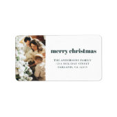 ミニマルモダンリストクリスマスファミリーフォトグリーン ラベル (正面)