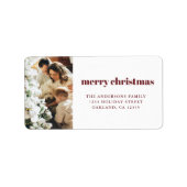 ミニマルモダンリストクリスマスファミリー写真赤 ラベル (正面)