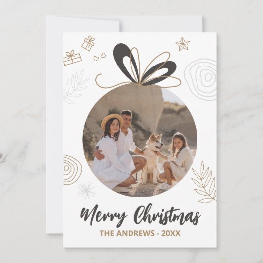 ミニマルモダンリストクリスマスファミリー4枚の写真 シーズンカード (正面)
