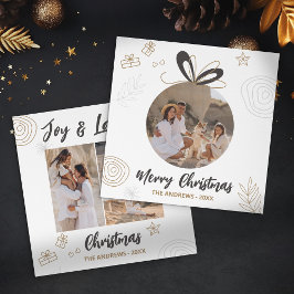 ミニマルモダンリストクリスマスファミリー4枚の写真 シーズンカード