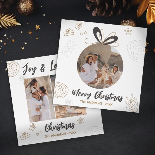 ミニマルモダンリストクリスマスファミリー4枚の写真 シーズンカード