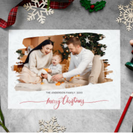 ミニマルモダンリストクリスマスフォトの休日 招待状