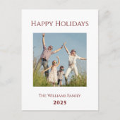 ミニマルモダンリストクリスマスフォトファミリーフェスティバル シーズンポストカード (正面)