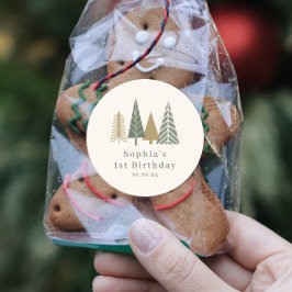 ミニマルモダンリストクリスマス誕生日 ラウンドシール