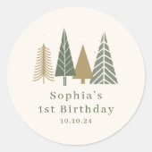 ミニマルモダンリストクリスマス誕生日 ラウンドシール (正面)