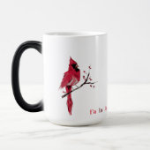 ミニマルモダンリストクリスマス（鳥）ショウジョウコウカンチョウ モーフィングマグカップ (左)