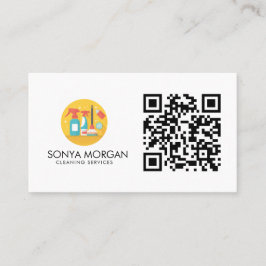 ミニマルモダンリストクリーニングサービスQRコード 名刺