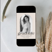 ミニマルモダンリストクリームアーチ写真卒業 案内状