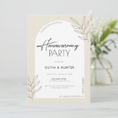 ミニマルモダンリストクリーム引っ越し祝いパーティー招待状 招待状 (スタンド正面)