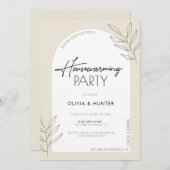 ミニマルモダンリストクリーム引っ越し祝いパーティー招待状 招待状 (正面/裏面)