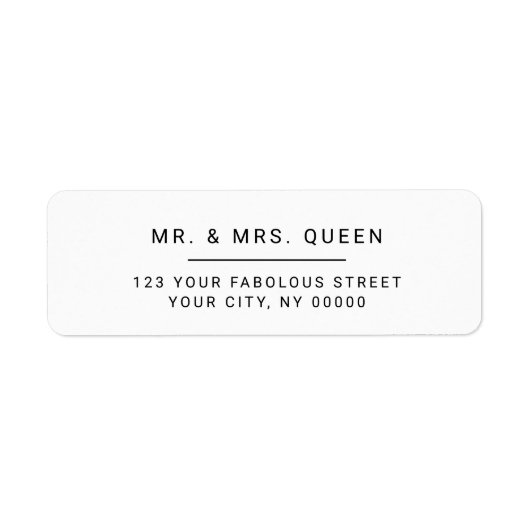 ミニマルモダンリストクリーン白差出人住所ラベル ラベル (正面)