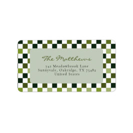 ミニマルモダンリストグリーンチェッククリスマスリターン ラベル