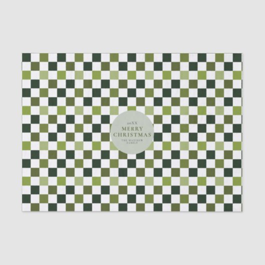 ミニマルモダンリストグリーンチェッククリスマス 薄葉紙 (正面)