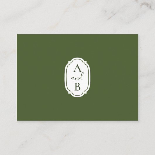 ミニマルモダンリストグリーン+ホワイトウェディングレセプション エンクロージャーカード (裏面)