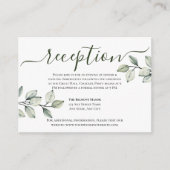 ミニマルモダンリストグリーン+ホワイトウェディングレセプション エンクロージャーカード (正面)