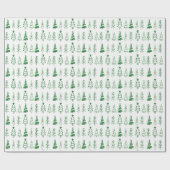 ミニマルモダンリストグリーン&ホワイトクリスマスツリー ラッピングペーパー (フラット)