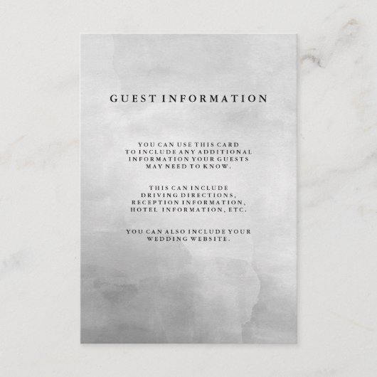 ミニマルモダンリストグレーウォーターカラーゲスト詳細 エンクロージャーカード (正面)
