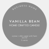 ミニマルモダンリストグレーキャンドル製品ラベル ラウンドシール (正面)