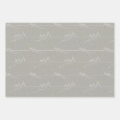 ミニマルモダンリストグレーツリースタークリスマス ラッピングペーパーシート (正面2)