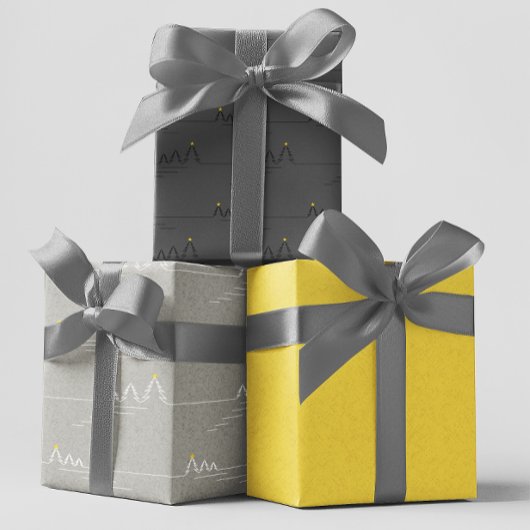 ミニマルモダンリストグレーツリースタークリスマス ラッピングペーパーシート