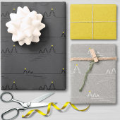 ミニマルモダンリストグレーツリースタークリスマス ラッピングペーパーシート