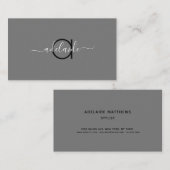 ミニマルモダンリストグレーブラック美容師モノグラム 名刺 (正面/裏面)