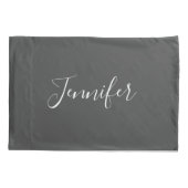 ミニマルモダンリストグレーホワイトシック文字モノグラム 枕カバー (裏面)