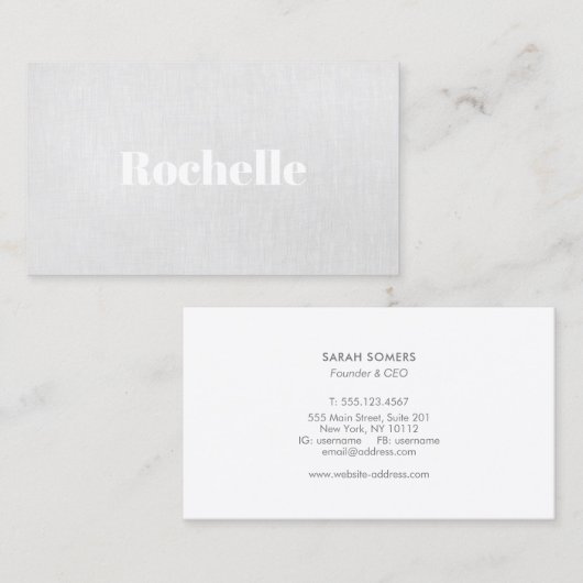 ミニマルモダンリストグレーリネンの背景 名刺 (正面/裏面)