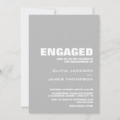 ミニマルモダンリストグレー婚約パーティ 招待状 (正面)