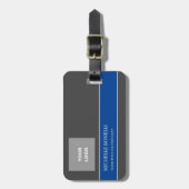 ミニマルモダンリストグレー深いブルーカラー ラゲッジタグ (正面縦)