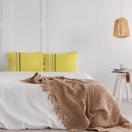 ミニマルモダンリストグレー黒線（黄色） 枕カバー