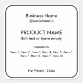 ミニマルモダンリストコンポーネント製品ラベル スクエアシール (正面)