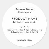 ミニマルモダンリストコンポーネント製品ラベル ラウンドシール (正面)