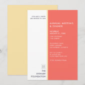 ミニマルモダンリストコーラルレッド金ゴールドビジネスディナー 招待状 (正面/裏面)