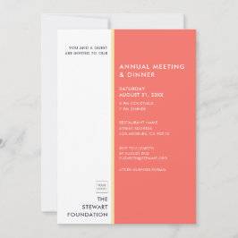 ミニマルモダンリストコーラルレッド金ゴールドビジネスディナー 招待状