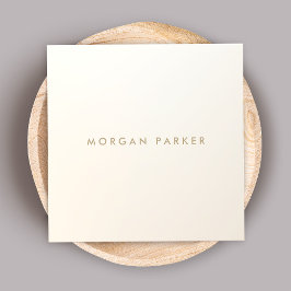 ミニマルモダンリストサテンアイボリーホワイトスクエア スクエア名刺