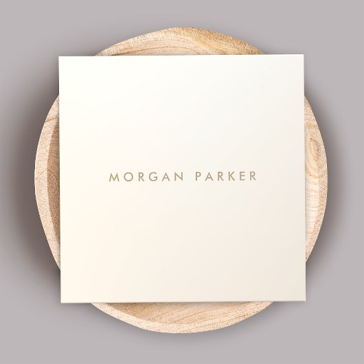 ミニマルモダンリストサテンアイボリーホワイトスクエア スクエア名刺