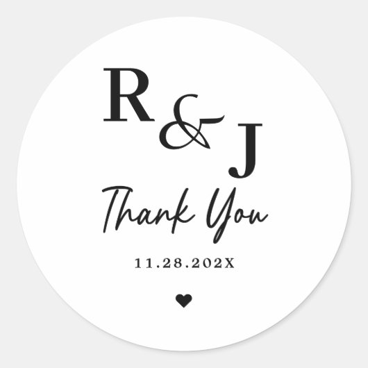 ミニマルモダンリストサンキュー結婚式の引き出物 ラウンドシール (正面)