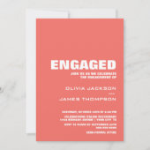 ミニマルモダンリストサンゴ婚約パーティ 招待状 (正面)