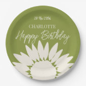 ミニマルモダンリストサンフラワーカスタムハッピーバースデー ペーパープレート (正面)