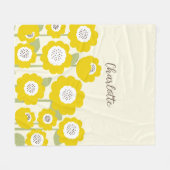 ミニマルモダンリストサンフラワーミニマル名前をカスタムする フリースブランケット (正面(横))