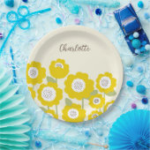 ミニマルモダンリストサンフラワーミニマル名前をカスタムする ペーパープレート (パーティー)